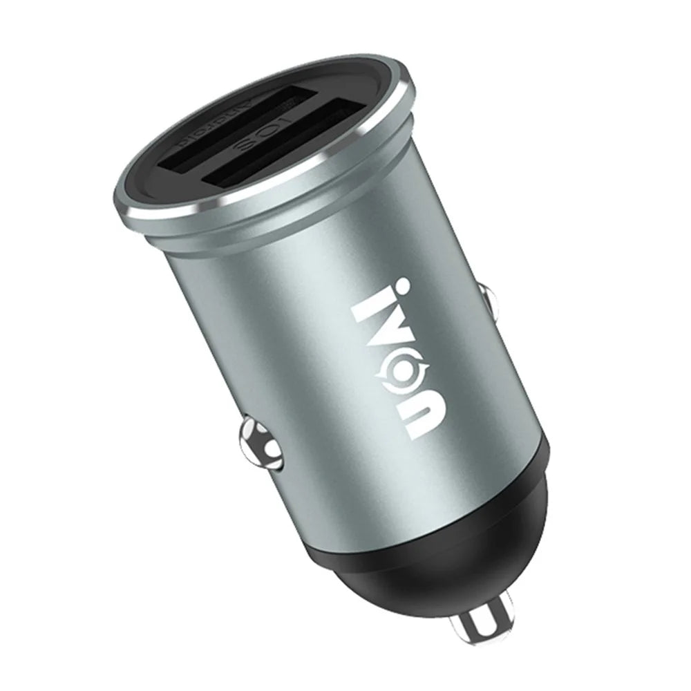 IVON CC37 Mini Car Charger Dual Ports 15W Fast Charging Station 3.1A Phone Charger with 1m Micro USB Cable - 7