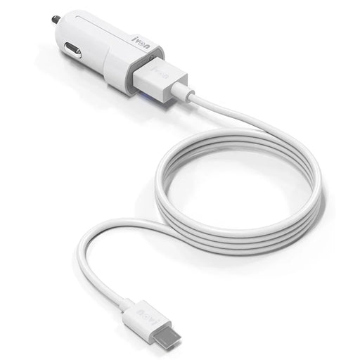 IVON CC13 QC 3.0 Fast Charging Cigarette Lighter LED Indicator Light Car Charger + Cable Set - Micro USB Cord - 1