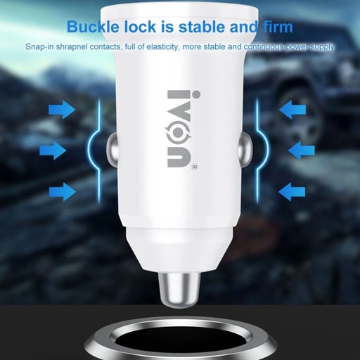 IVON CC45 20W PD 3.0 Type-C+QC 3.0 USB Dual Port Mini Car Charger Phone Fast Charging Adapter - 2