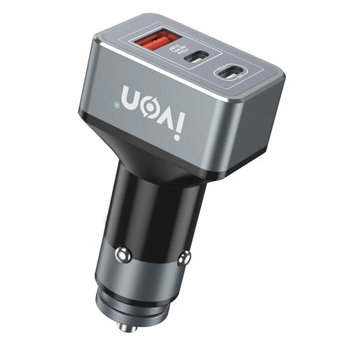 IVON CC43 45W PD 3.0 Dual Type-C+QC 3.0 USB Square Car Charger Phone Fast Charging Power Adapter - 1