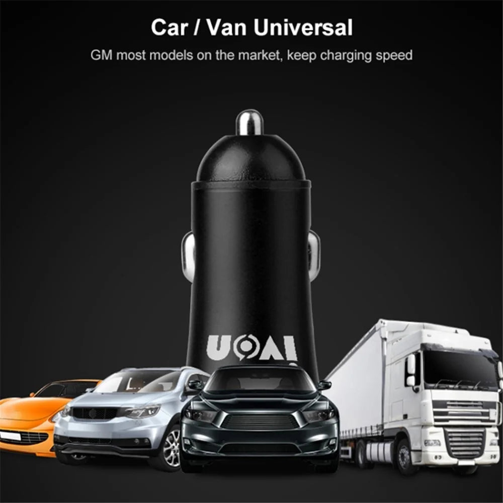 IVON CC26 5V 2.1A Dual USB Ports Fast Charger Car Charger for Cell Phone Camera Tablets Laptops and More - Black - 3