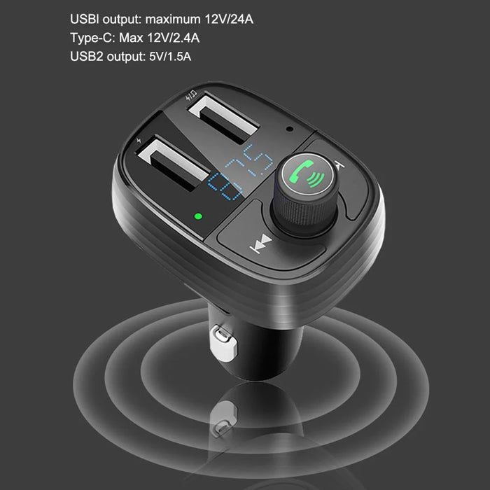 LOHEE S-10 Car Bluetooth-compatible Charger Adapter FM Transmitter Hands-Free Call Fast Charging Car Charger with Dual USB 3.4A Ports Support TF Card/U-disk/BT Music Player - 2