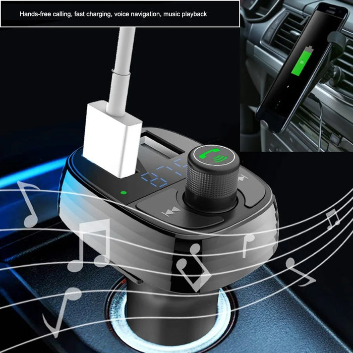 LOHEE S-10 Car Bluetooth-compatible Charger Adapter FM Transmitter Hands-Free Call Fast Charging Car Charger with Dual USB 3.4A Ports Support TF Card/U-disk/BT Music Player - 3