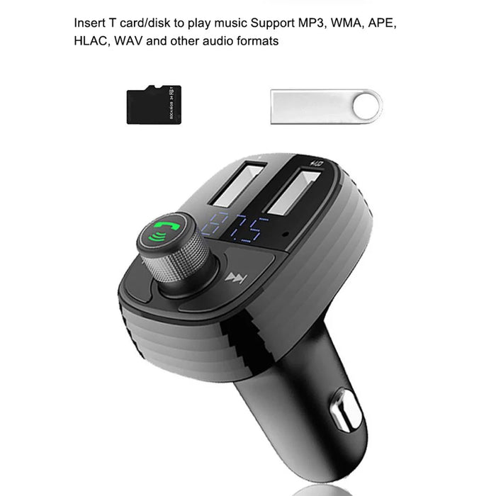 LOHEE S-10 Car Bluetooth-compatible Charger Adapter FM Transmitter Hands-Free Call Fast Charging Car Charger with Dual USB 3.4A Ports Support TF Card/U-disk/BT Music Player - 6