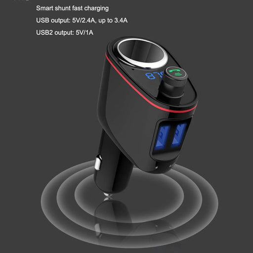 LOHEE S-06 Bluetooth-compatible Car Charger FM Transmitter Dual USB Fast Car Charger Adapter with Cigarette Lighter Port Support U-disk for iPhone Android - 2