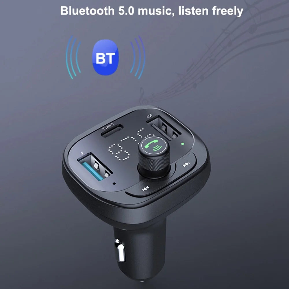LOHEE S-21 Bluetooth-compatible Car Charger Adapter FM Transmitter QC3.0 USB Fast Charging Car Charger Support TF Card/U-disk/BT Music Player - 3