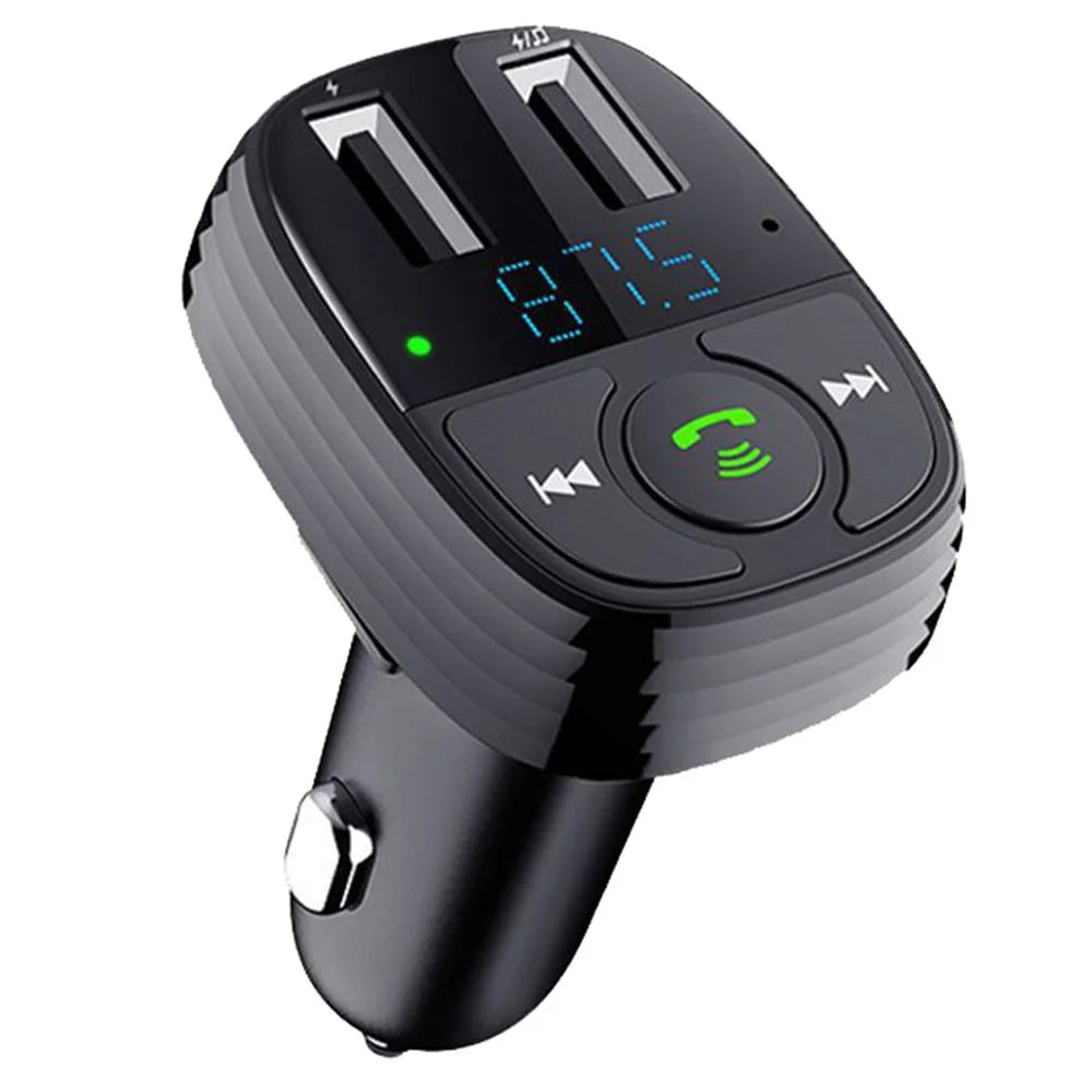 LOHEE S-11 Dual USB Ports FM Transmitter Bluetooth-compatible Calls Car Charger Cigarette Lighter Adapter - Black - 1