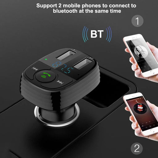 LOHEE S-11 Dual USB Ports FM Transmitter Bluetooth-compatible Calls Car Charger Cigarette Lighter Adapter - Black - 2