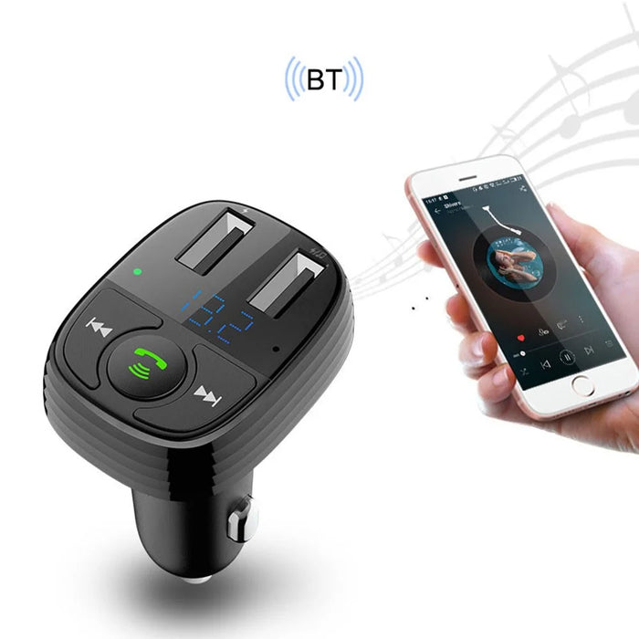 LOHEE S-11 Dual USB Ports FM Transmitter Bluetooth-compatible Calls Car Charger Cigarette Lighter Adapter - Black - 4