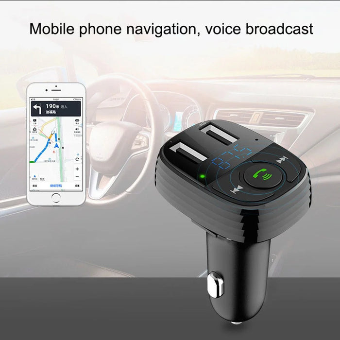 LOHEE S-11 Dual USB Ports FM Transmitter Bluetooth-compatible Calls Car Charger Cigarette Lighter Adapter - Black - 5