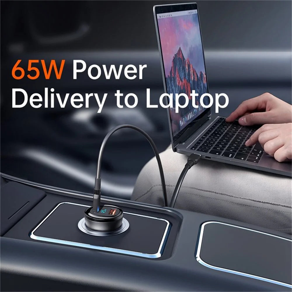 MCDODO CC-5670 95W Dual Port Car Charger USB + Type-C Car Charger Adapter with LED Digital Display for Mobile Phones Laptops - Black - 2