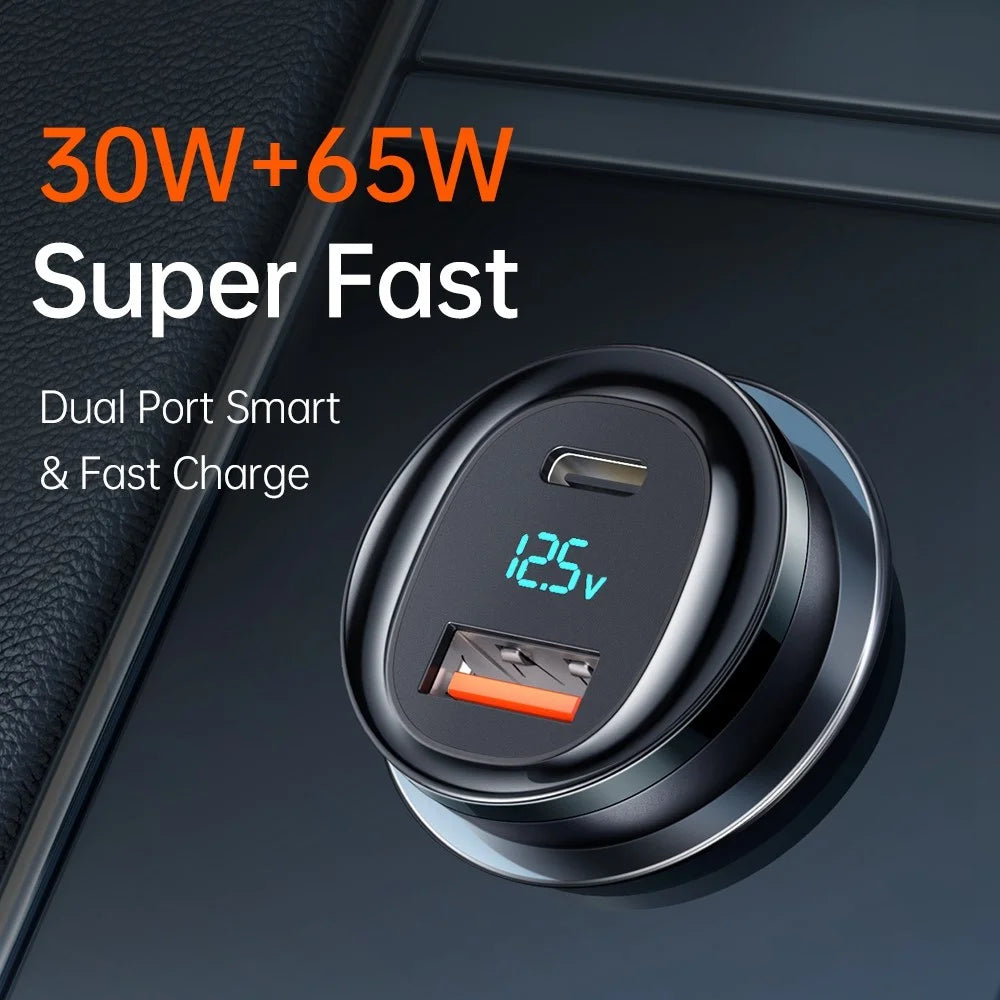 MCDODO CC-5670 95W Dual Port Car Charger USB + Type-C Car Charger Adapter with LED Digital Display for Mobile Phones Laptops - Black - 4