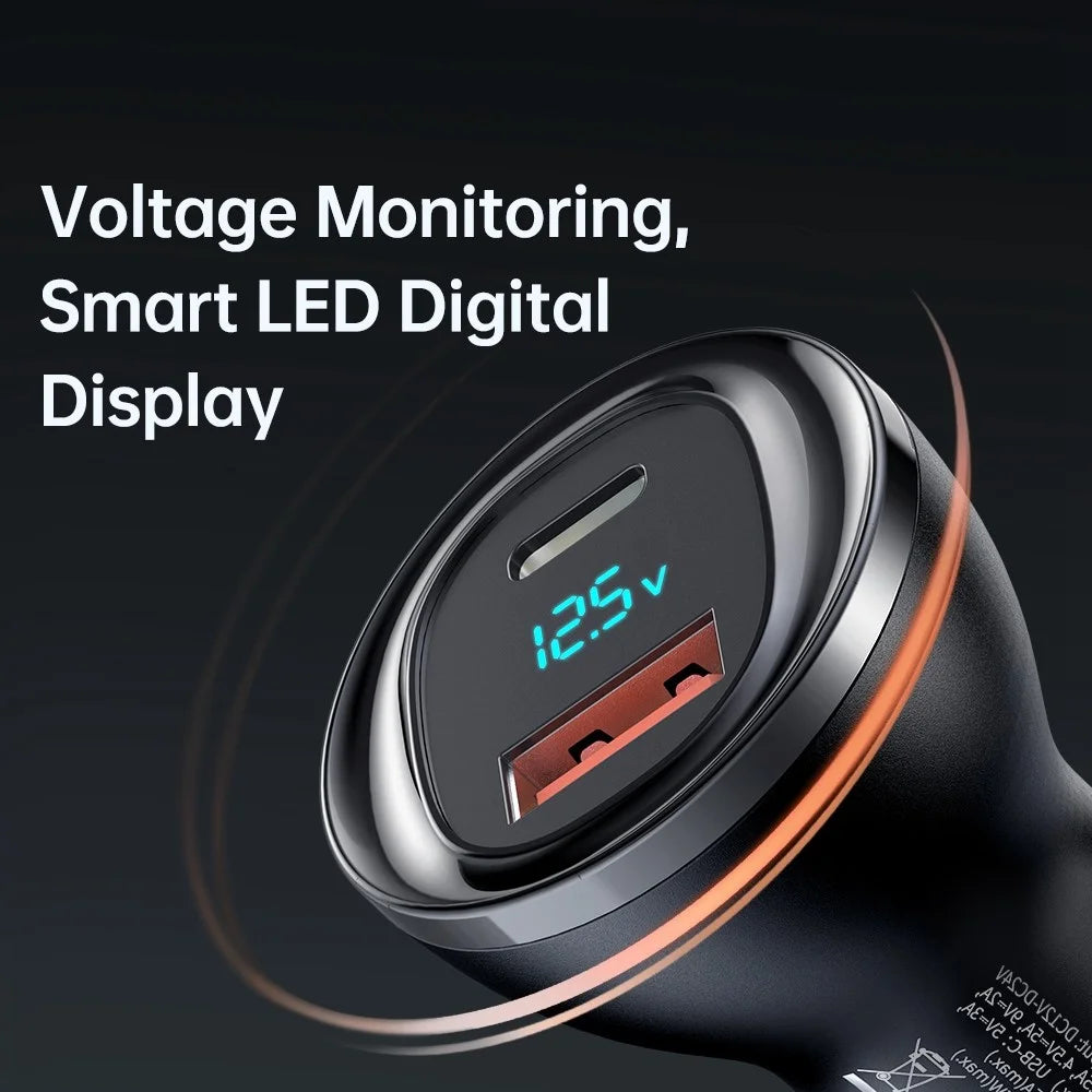 MCDODO CC-5670 95W Dual Port Car Charger USB + Type-C Car Charger Adapter with LED Digital Display for Mobile Phones Laptops - Black - 6