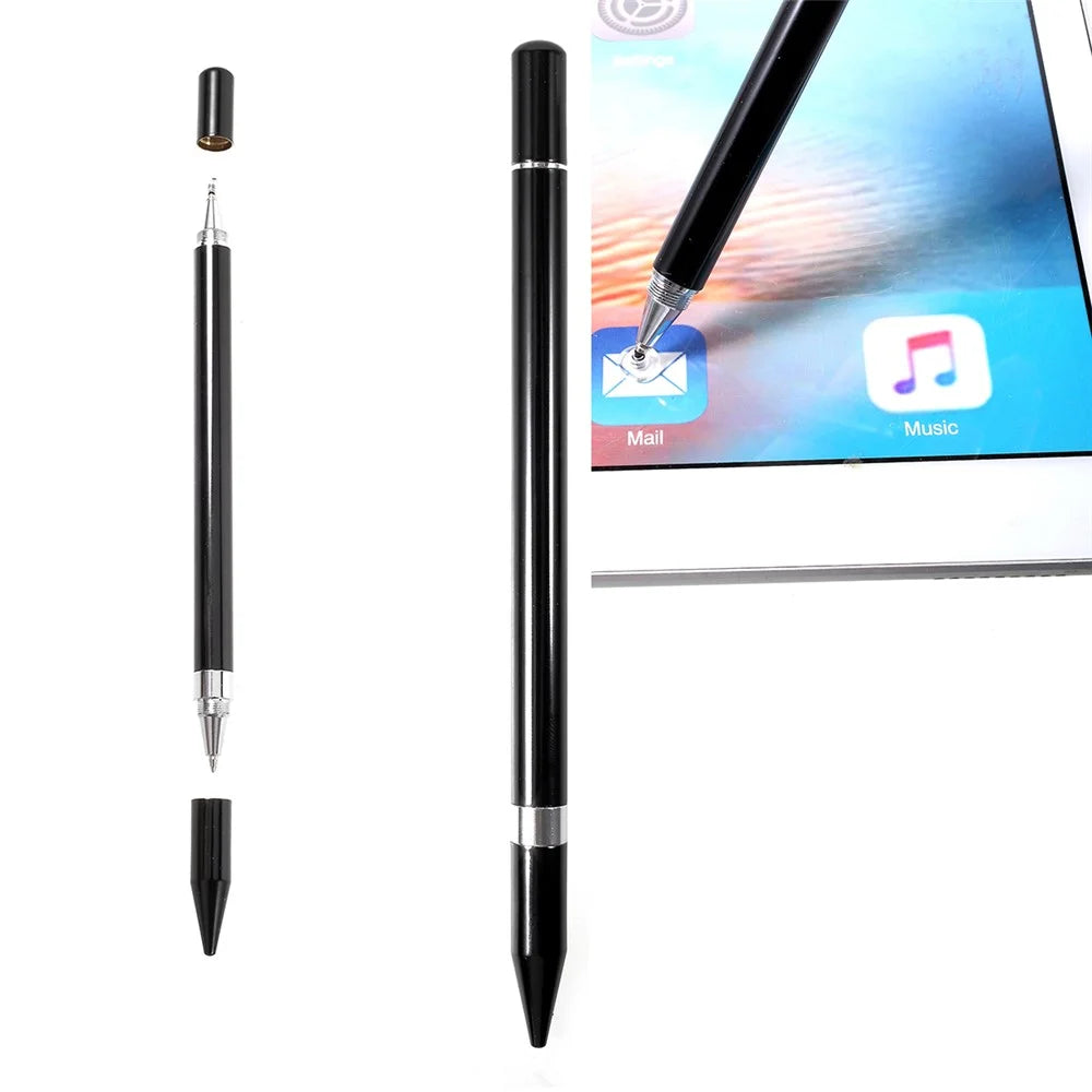 2 in 1 Muto-Function Stylus Pen with Ball Point Pen Feature for iPhone Samsung Sony etc. - Black - 1