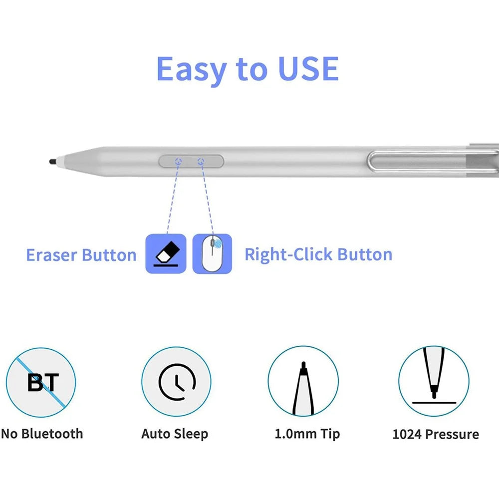 P303 Stylus Pen for Microsoft Surface Pro 6 / 5 / 4 / Surface Go 2 10.5 inch High Sensitive Drawing Writing Active Capacitive Pen - Black - 5