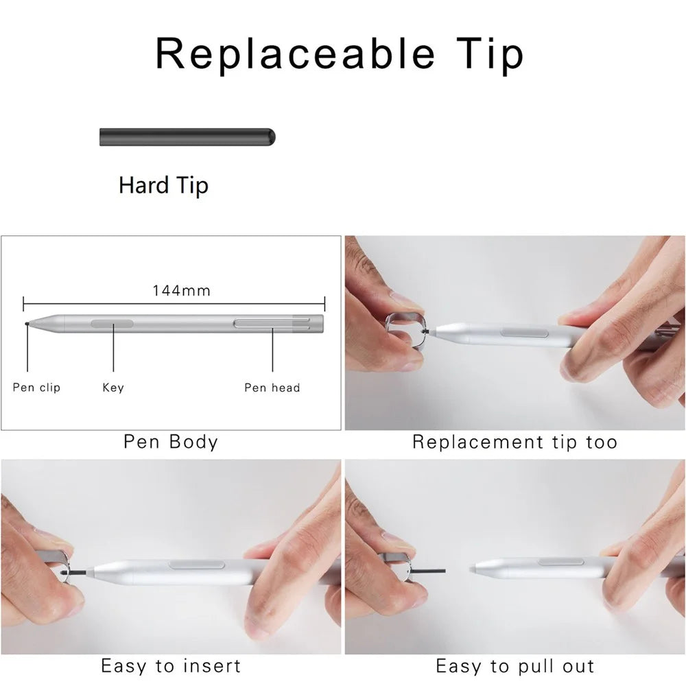 P303 Stylus Pen for Microsoft Surface Pro 6 / 5 / 4 / Surface Go 2 10.5 inch High Sensitive Drawing Writing Active Capacitive Pen - Black - 6