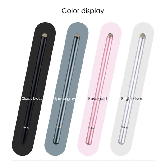 JD02 Universal 2-in-1 Round Disk/Cloth Pen Tip Capacitive Stylus Pen Tablet Phone Magnetic Adsorption Cap Drawing Writing Stylus Pen - Silver - 7
