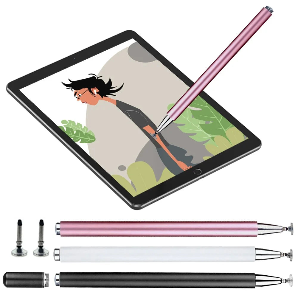 JD01 Universal Tablet Smartphone Capacitive Stylus Pen Magnetic Adsorption Cap Drawing Writing Stylus Pen with Spare Round Disk Pen Tip - Black - 2