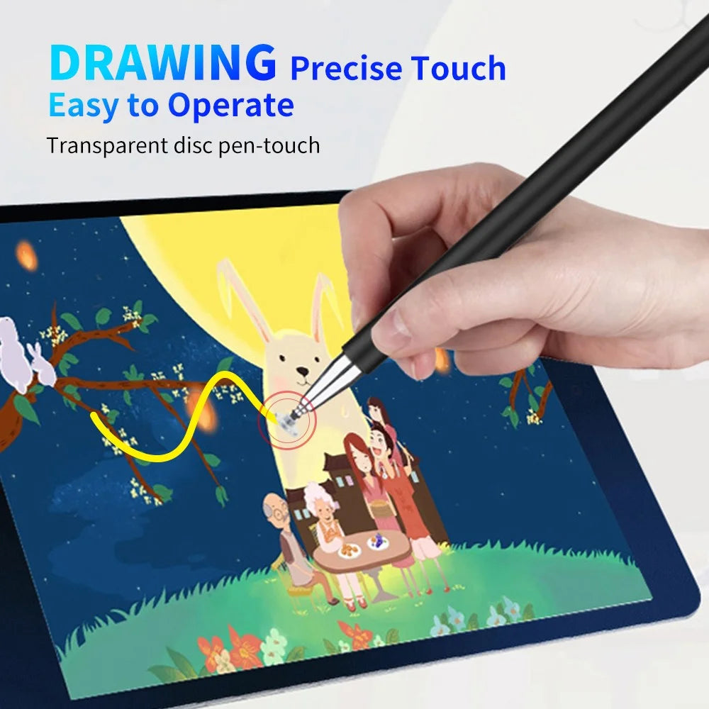 JD01 Universal Tablet Smartphone Capacitive Stylus Pen Magnetic Adsorption Cap Drawing Writing Stylus Pen with Spare Round Disk Pen Tip - Black - 3