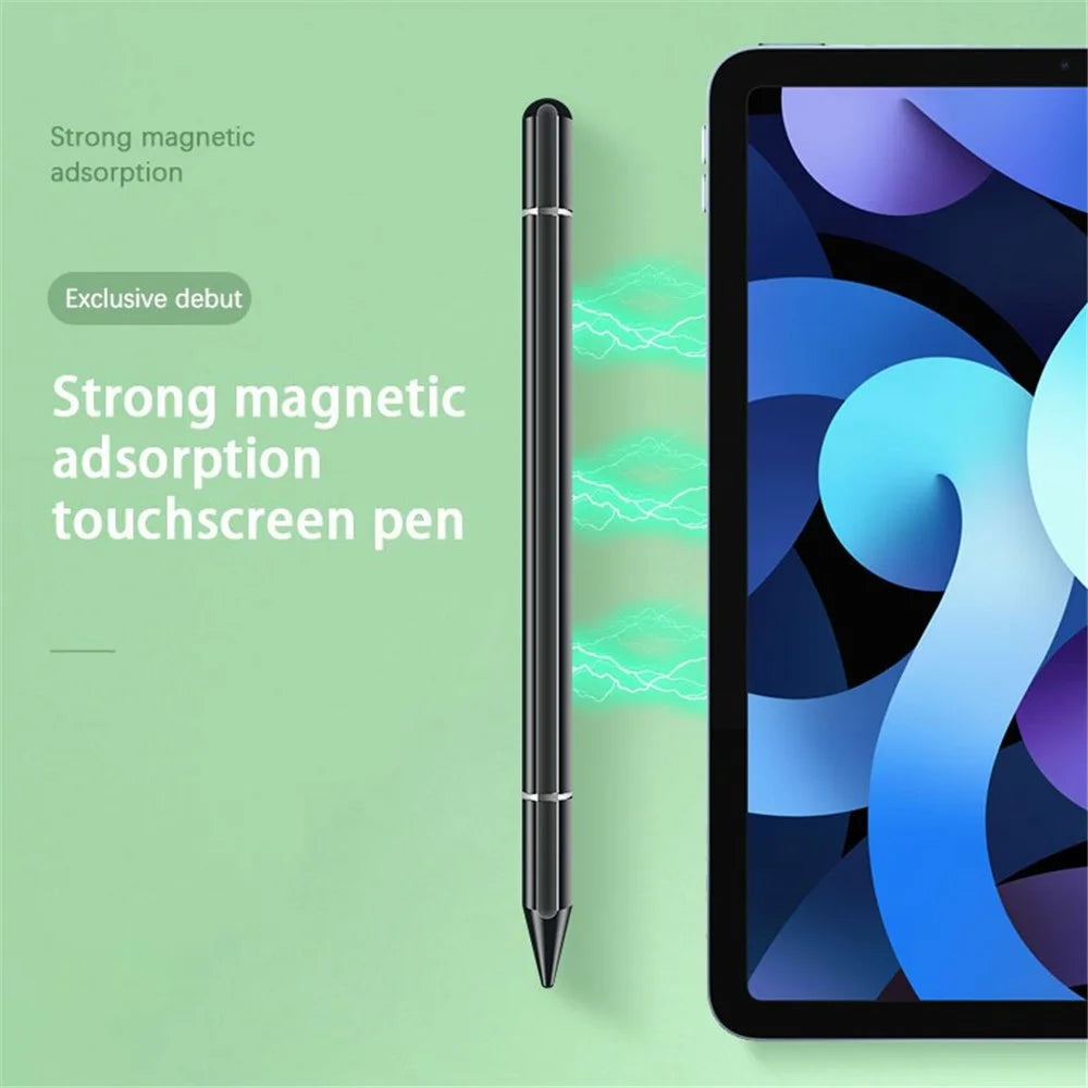 JB06 2 in 1 Nano Conductive Cloth Head + Disc Stylus Magnetic Adsorption Passive Touch Screen Pen for Cell Phone Tablet - White - 2