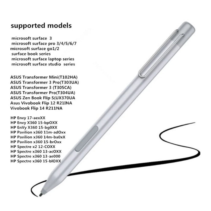 For Microsoft Surface 3/Surface Go 2/1/Surface Go Pro 7/6/5/4/3/Surface Book Go Active Stylus Pen High Sensitivity Tip Pencil - Silver - 3