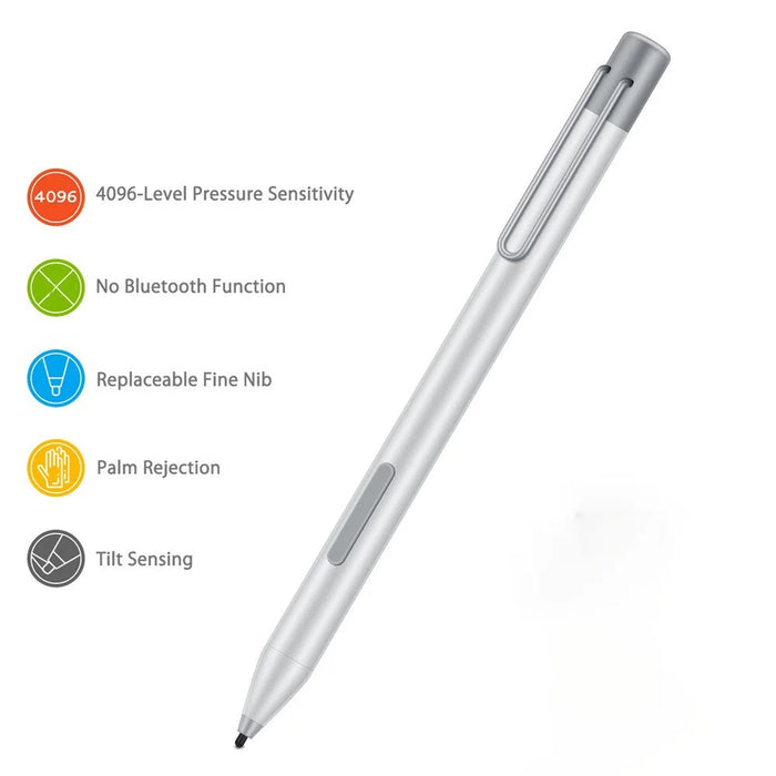 For Microsoft Surface 3/Surface Go 2/1/Surface Go Pro 7/6/5/4/3/Surface Book Go Active Stylus Pen High Sensitivity Tip Pencil - Silver - 5
