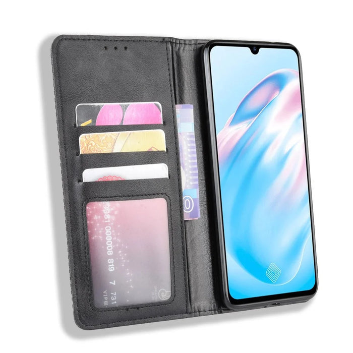 Vintage Style Leather Wallet Cell Phone Cover for vivo V17 (Russia Version)/S1 Pro - Black - 5