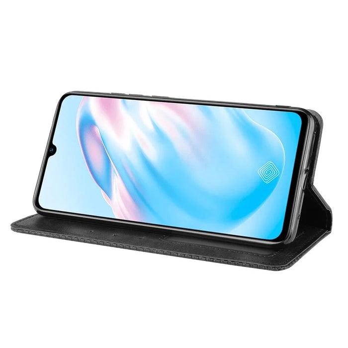Vintage Style Leather Wallet Cell Phone Cover for vivo V17 (Russia Version)/S1 Pro - Black - 6