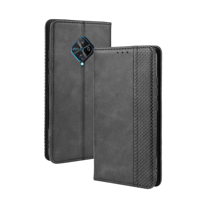 Vintage Style Leather Wallet Cell Phone Cover for vivo V17 (Russia Version)/S1 Pro - Black - 7