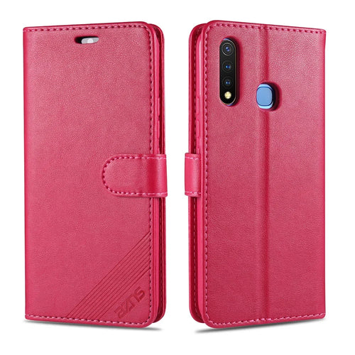 AZNS PU Leather Wallet Mobile Cover for vivo U3/Y19/Y5s - Rose - 1