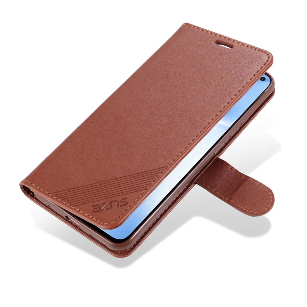 AZNS PU Leather with Wallet Mobile Shell for vivo V17/Y9s - Brown - 4