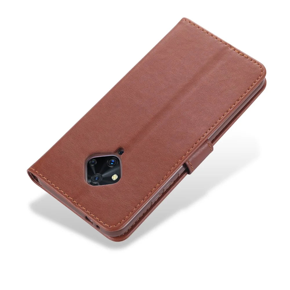 AZNS PU Leather with Wallet Mobile Shell for vivo V17/Y9s - Brown - 5