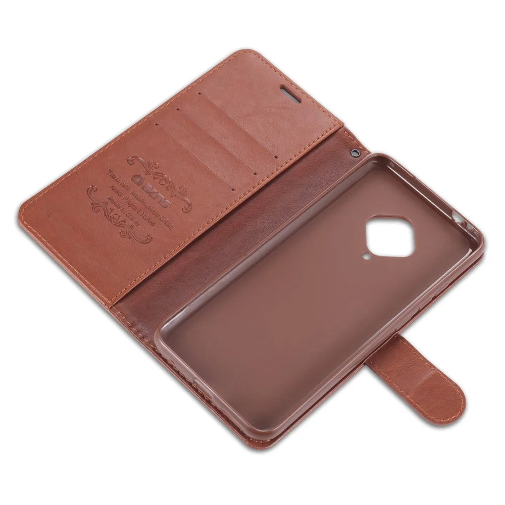 AZNS PU Leather with Wallet Mobile Shell for vivo V17/Y9s - Brown - 6