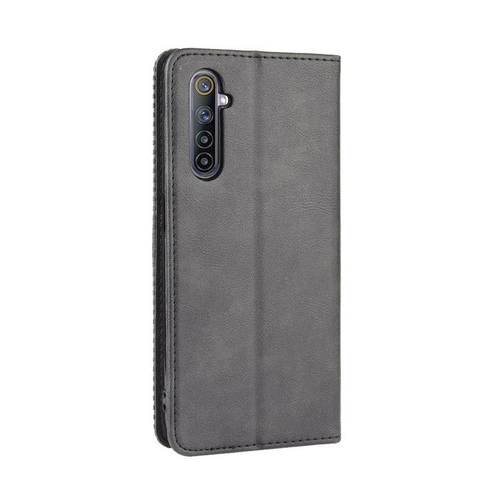 Magnetic Retro Leather with Wallet Shell for Realme 6 - Black - 2