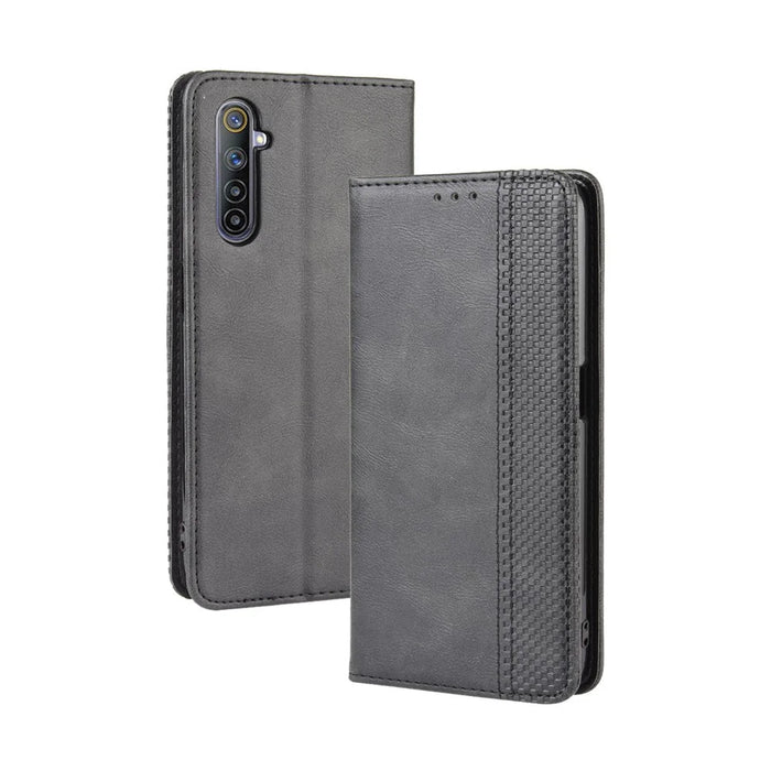 Magnetic Retro Leather with Wallet Shell for Realme 6 - Black - 7