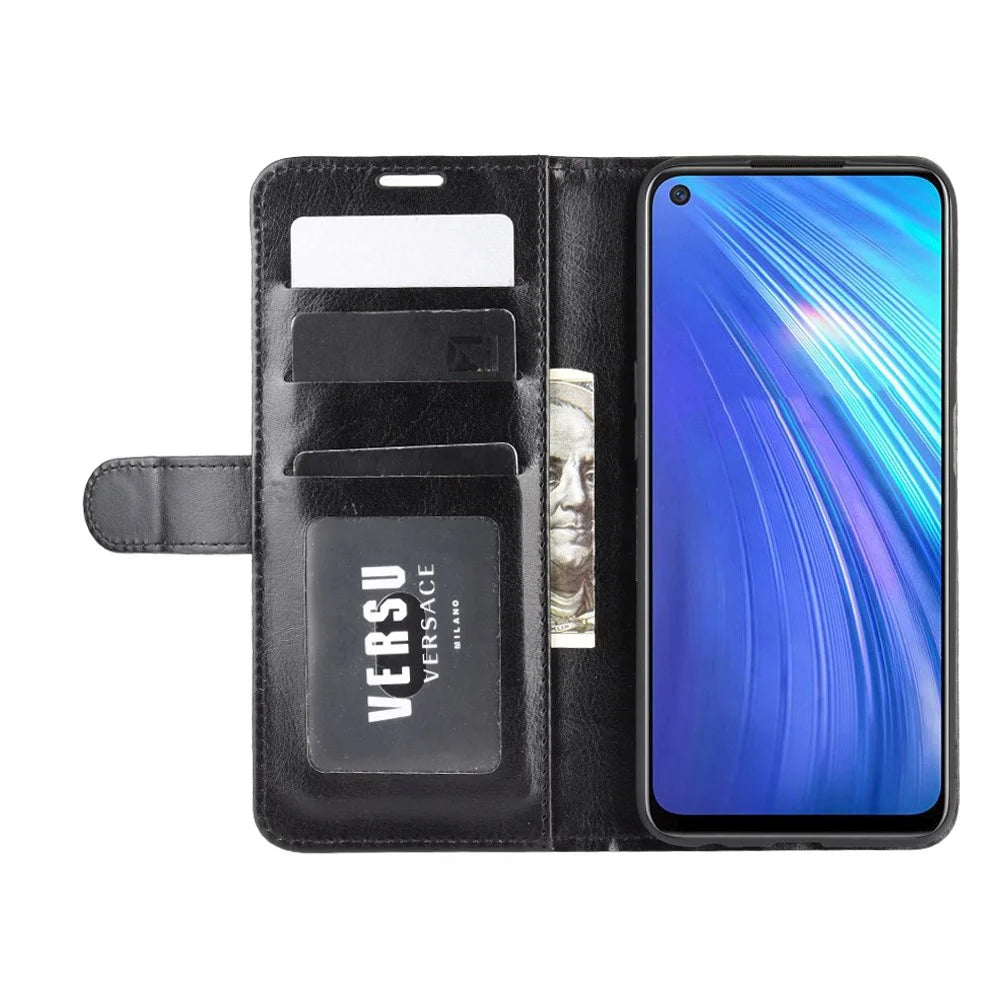Crazy Horse with Wallet Cool Leather Stand Case for Realme 6 - Black - 7