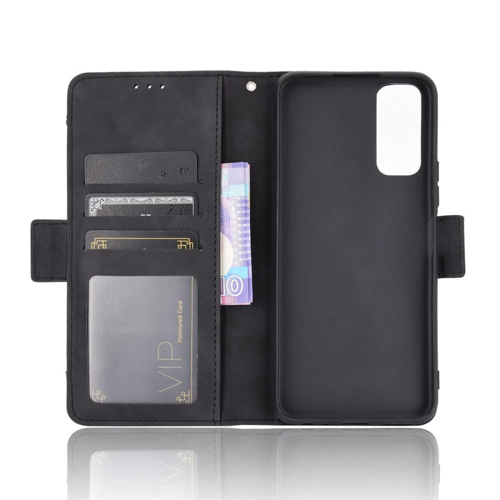 Leather Wallet Phone Cover Shell with Multiple Card-Carrying Slots for Vivo Y20 2020/Y20i - Black - 3