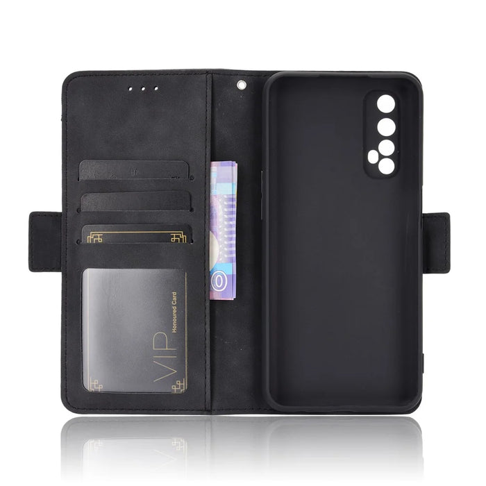 Wallet Stand Leather Case with Multiple Card Slots for Realme 7 / Realme Narzo 20 Pro - Black - 5