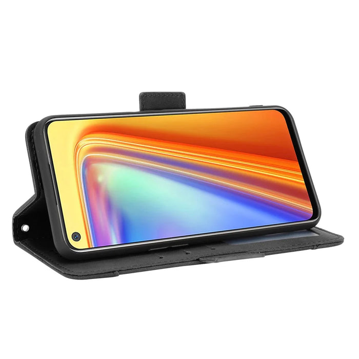 Wallet Stand Leather Case with Multiple Card Slots for Realme 7 / Realme Narzo 20 Pro - Black - 7