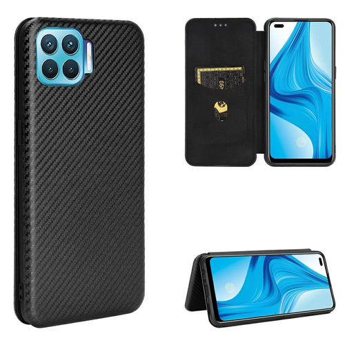 Auto-absorbed Carbon Fiber Skin Leather Phone Cover for Realme 7 Pro - Black - 1