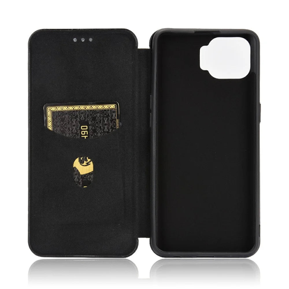 Auto-absorbed Carbon Fiber Skin Leather Phone Cover for Realme 7 Pro - Black - 3