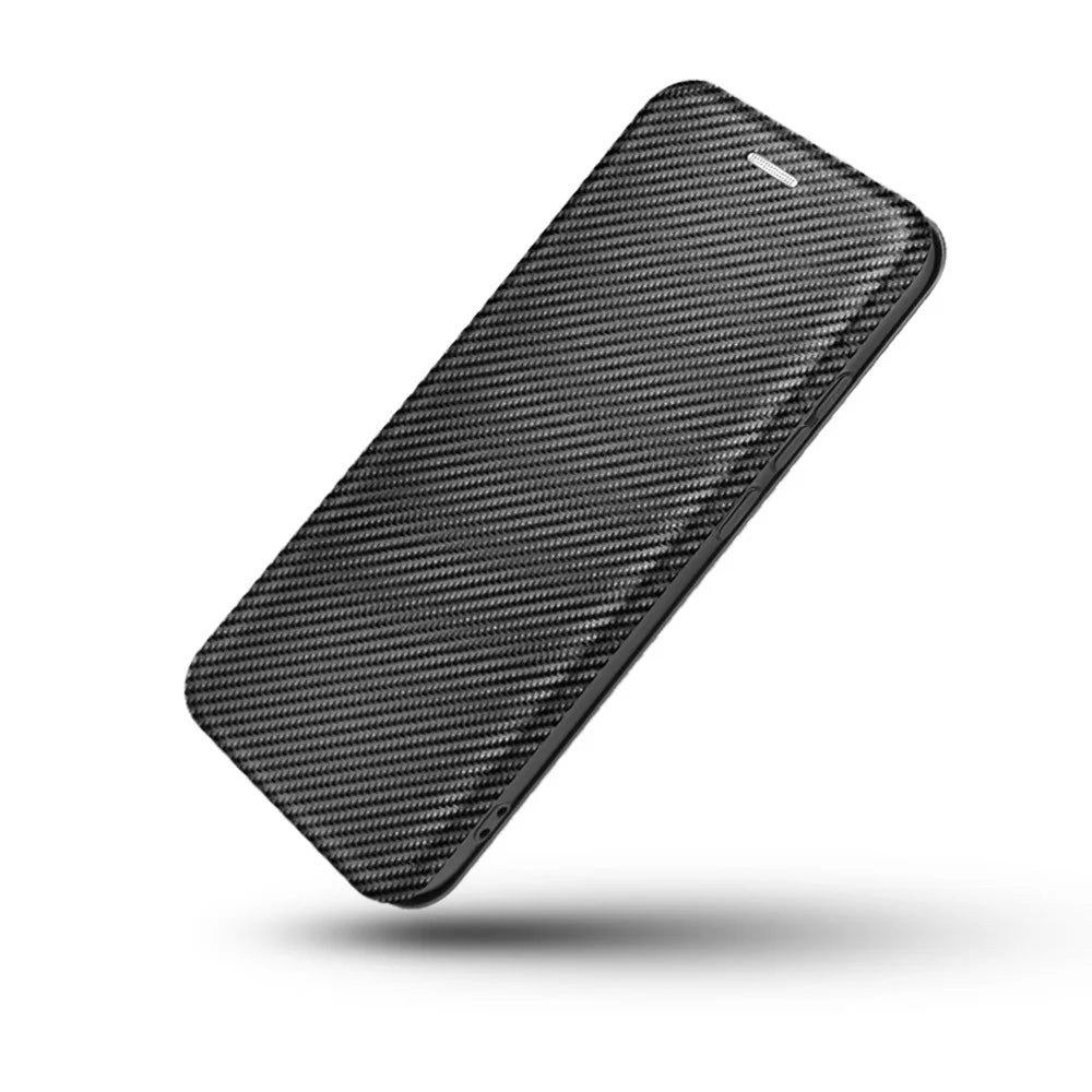 Auto-absorbed Carbon Fiber Skin Leather Phone Cover for Realme 7 Pro - Black - 6
