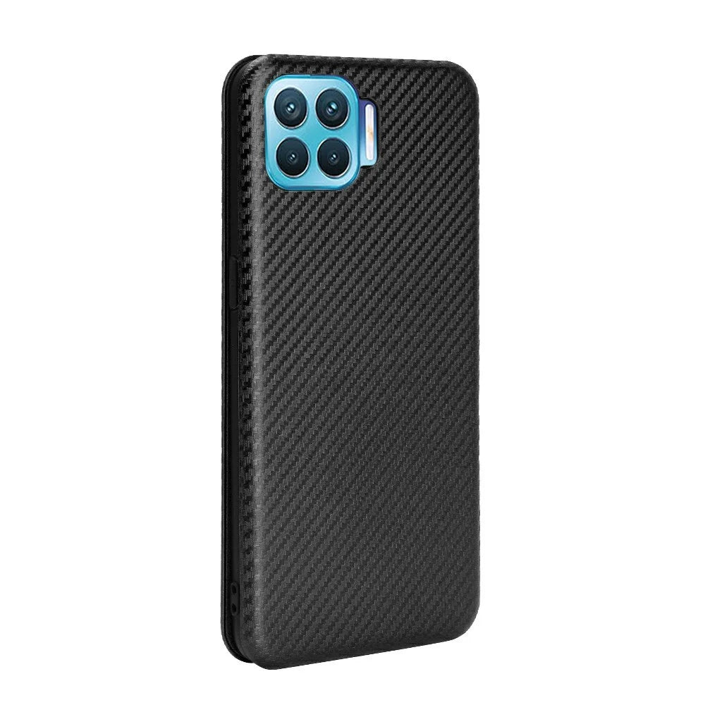 Auto-absorbed Carbon Fiber Skin Leather Phone Cover for Realme 7 Pro - Black - 7