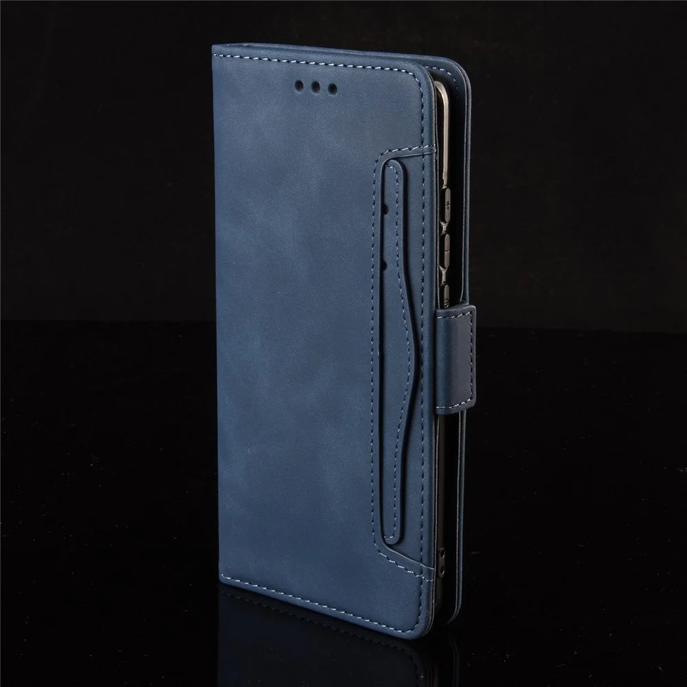 Protective Leather Case with Multiple Card Slots Phone Cover for Realme 7 Pro - Blue - 3