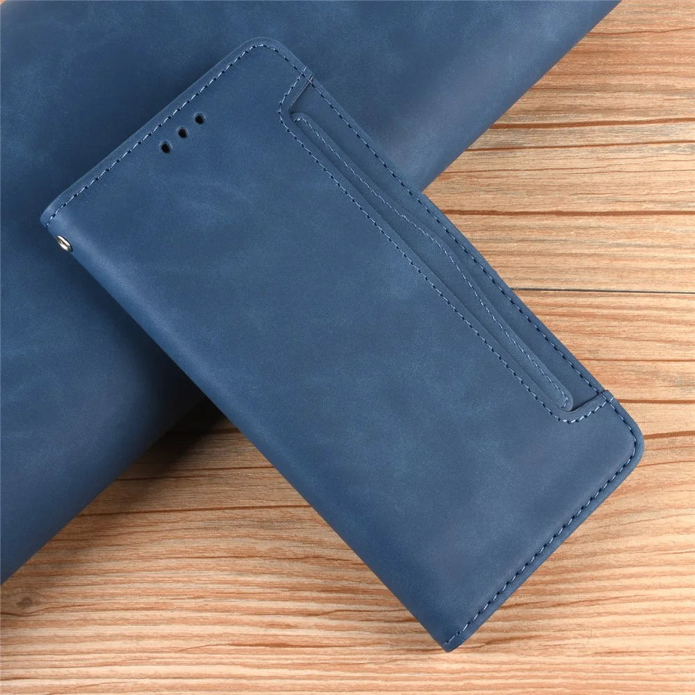 Protective Leather Case with Multiple Card Slots Phone Cover for Realme 7 Pro - Blue - 5