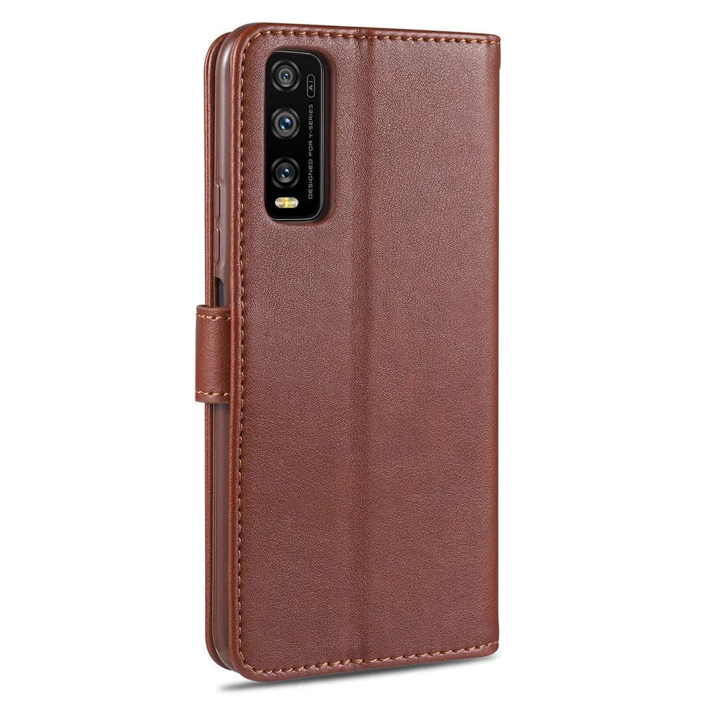 AZNS TPU + PU Leather Phone Protective Case for Vivo Y20/Y20i - Brown - 2