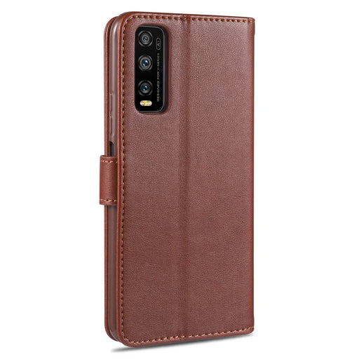 AZNS TPU + PU Leather Phone Protective Case for Vivo Y20/Y20i - Brown - 2