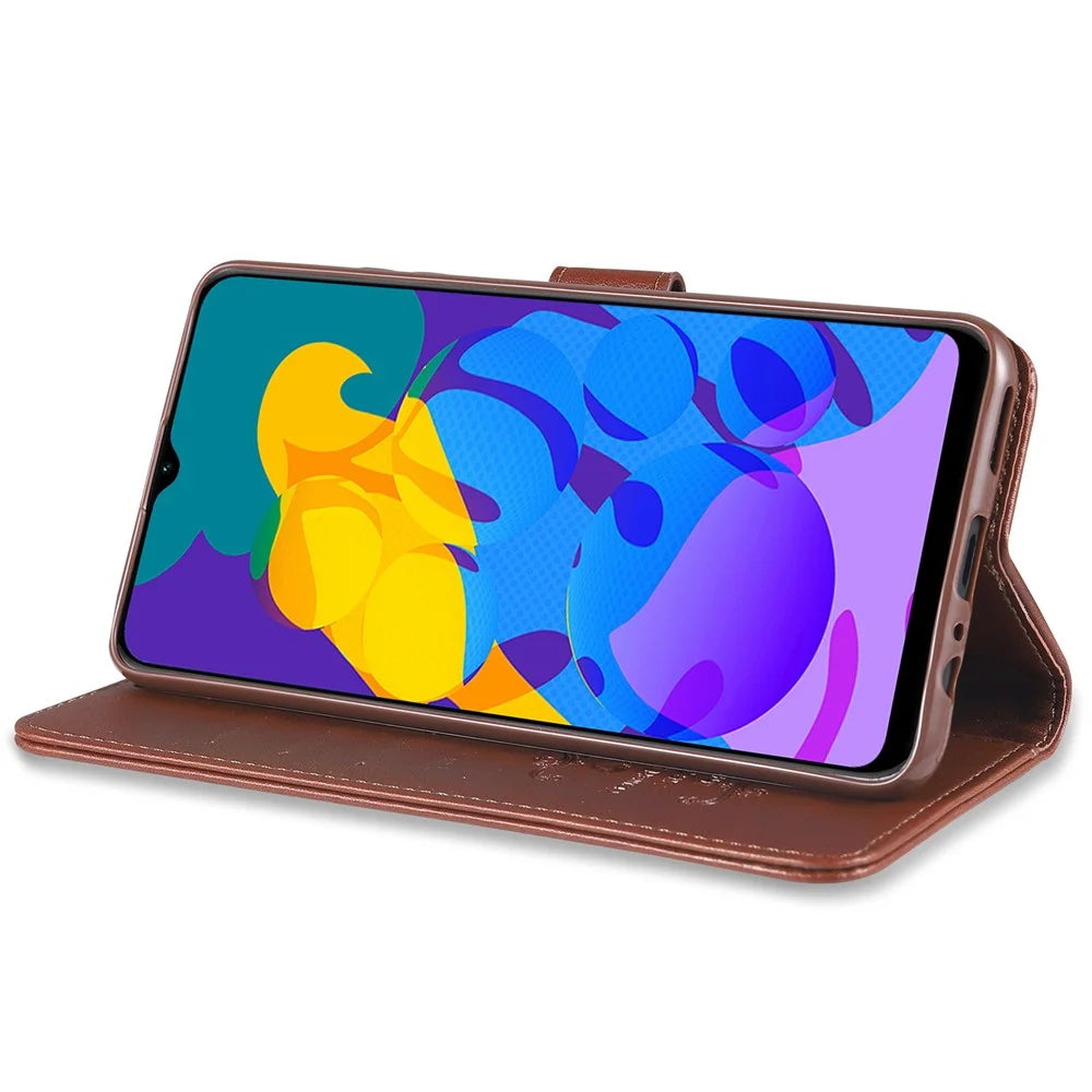 AZNS TPU + PU Leather Phone Protective Case for Vivo Y20/Y20i - Brown - 5