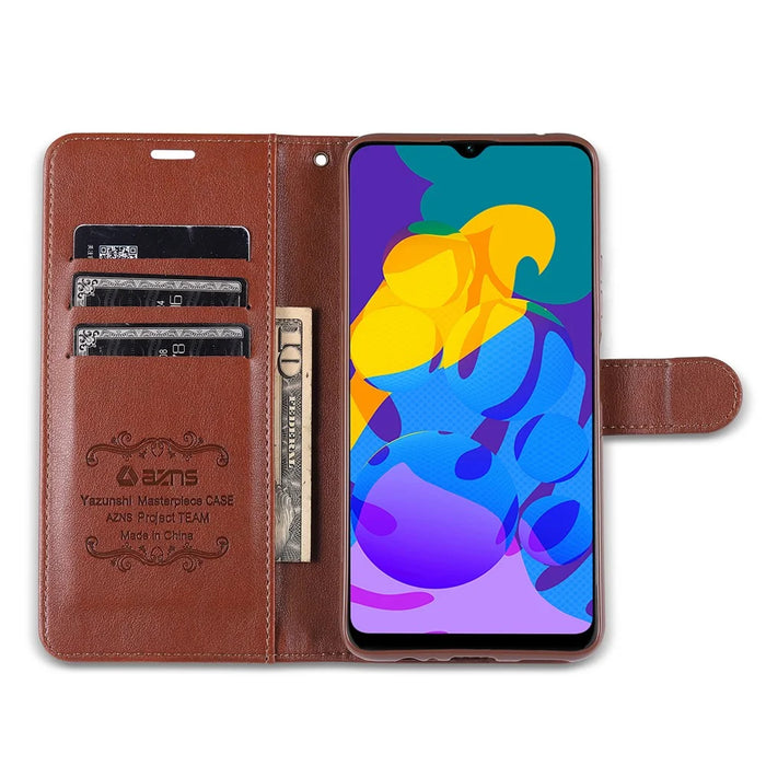 AZNS TPU + PU Leather Phone Protective Case for Vivo Y20/Y20i - Brown - 7