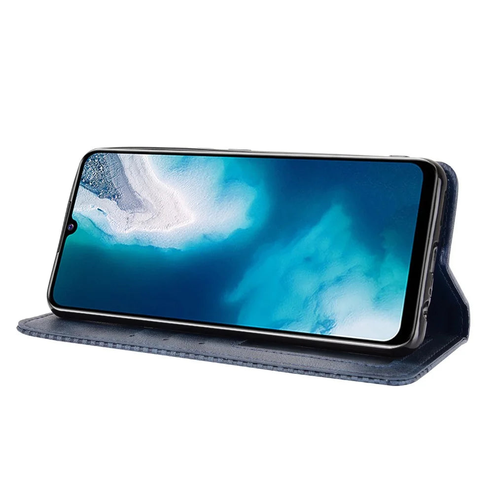 Magnetic Vintage Style Phone Case Wallet Stand Leather Cover for vivo V20 SE / vivo Y70 2020 - Blue - 5
